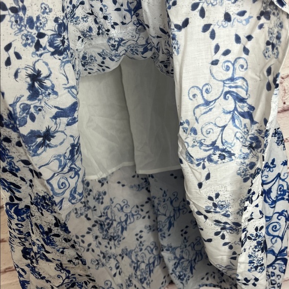 Atelier New York 100% Cotton Tiered Maxi Skirt Blue Floral Size 10 NWT - Picture 4 of 9